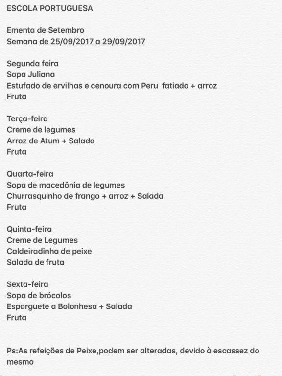 EMENTA DE 25 DE SETEMBRO A 29 DE SETEMBRO